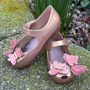 Mini Melissa Ultragirl Butterfly Jelly Mary Jane Shoes in Rose Gold